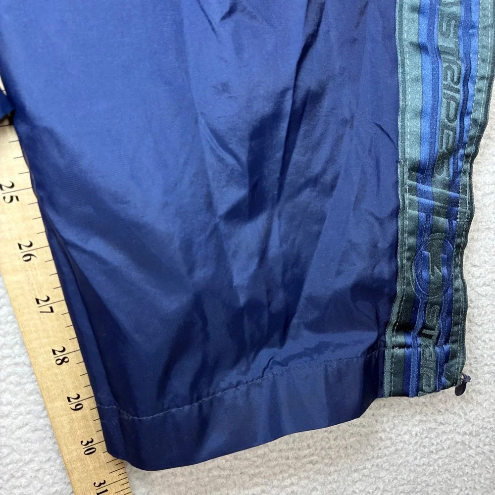 Y2K Adidas Baggy Track Pants Men M Blue Windbreaker Ankle Zip Sweatpants Vintage